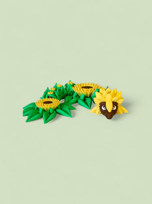 Sunflower Dragon – Articulated Fidget Toy, Desk Decor, Floral Plant Dragon