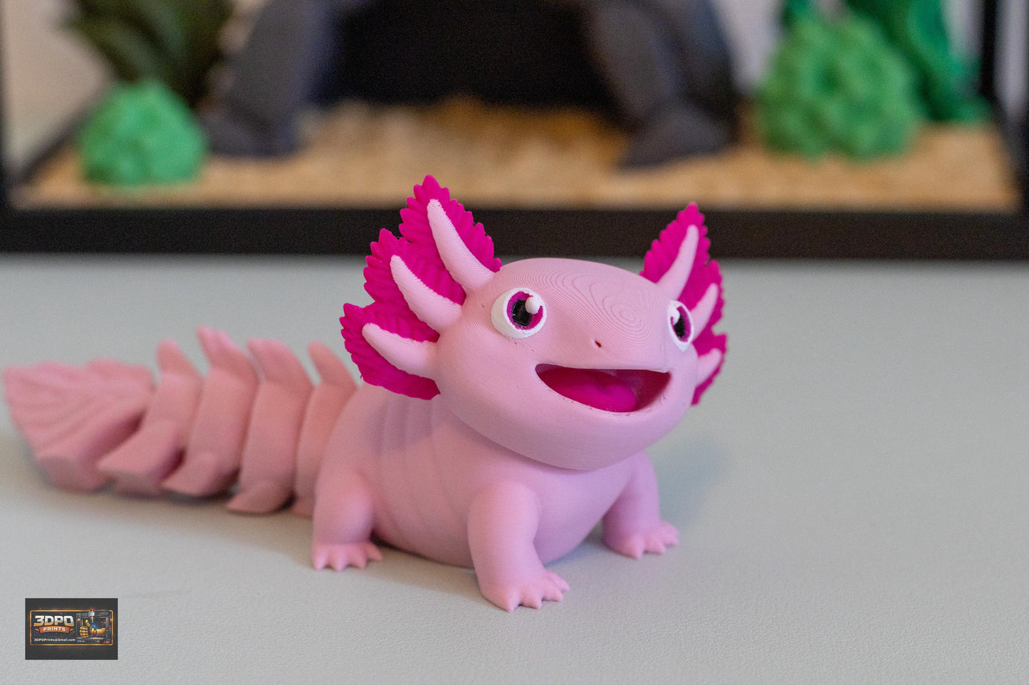 Axolotl Terrarium, Kawaii Desk Decor, Pastel Animal Figurine