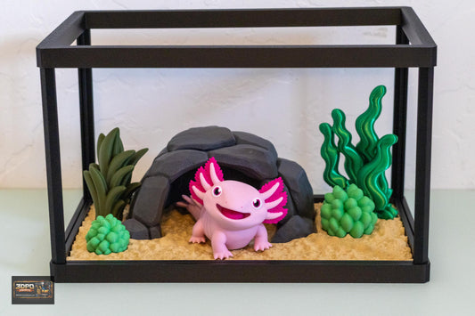 Axolotl Terrarium, Kawaii Desk Decor, Pastel Animal Figurine