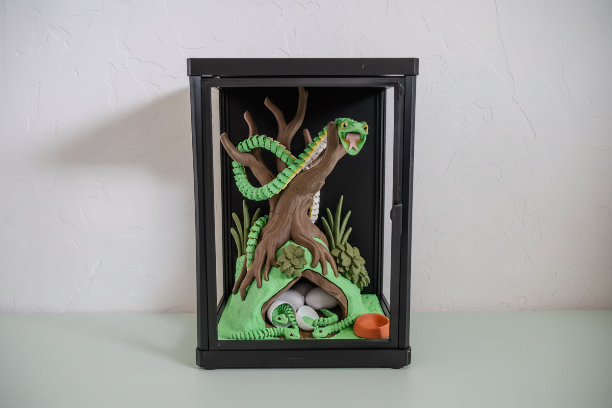 Enchanted Forest Snake & Hatchling Surprise – 3D Printed Articulated Display