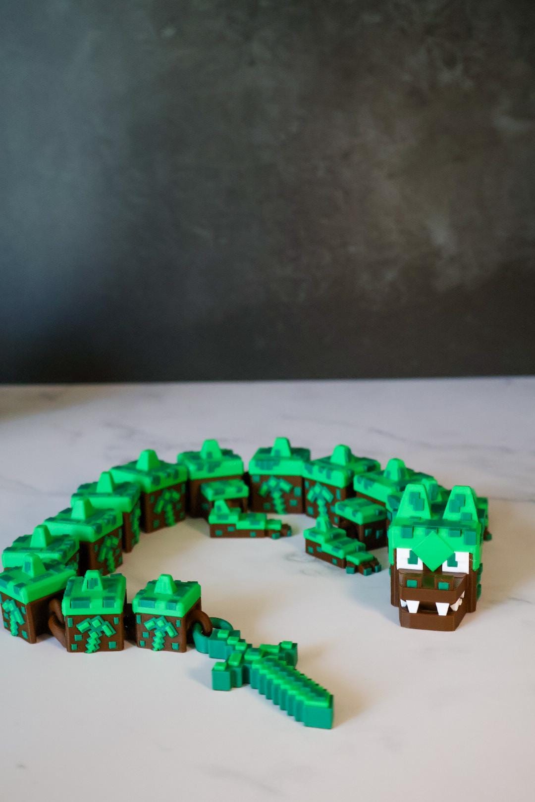Diamond Dragon – Minecraft-Inspired Flexi Toy, Gamer Desk Decor