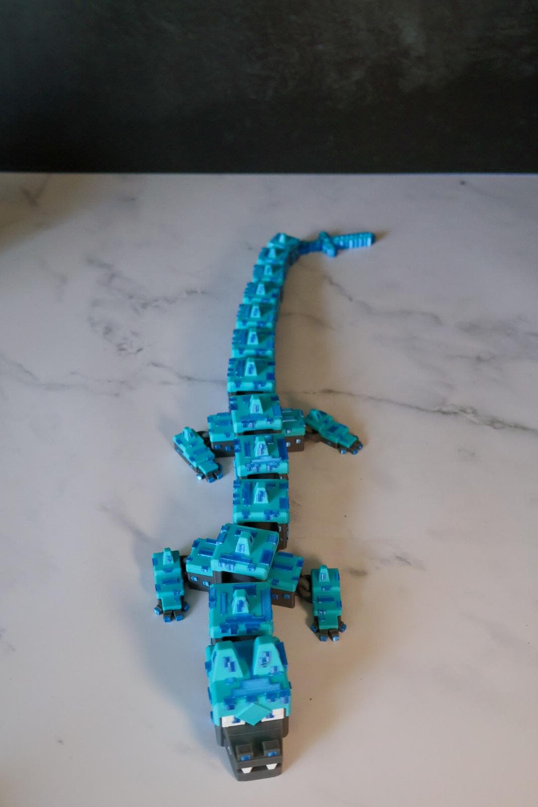 Articulated Pixel Dragon – Minecraft-Inspired Flexi Toy, Gamer Desk Decor