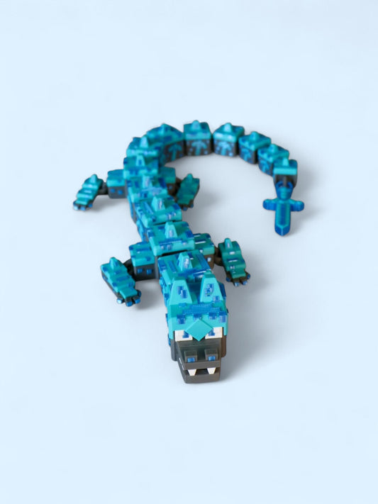 Articulated Pixel Dragon – Minecraft-Inspired Flexi Toy, Gamer Desk Decor