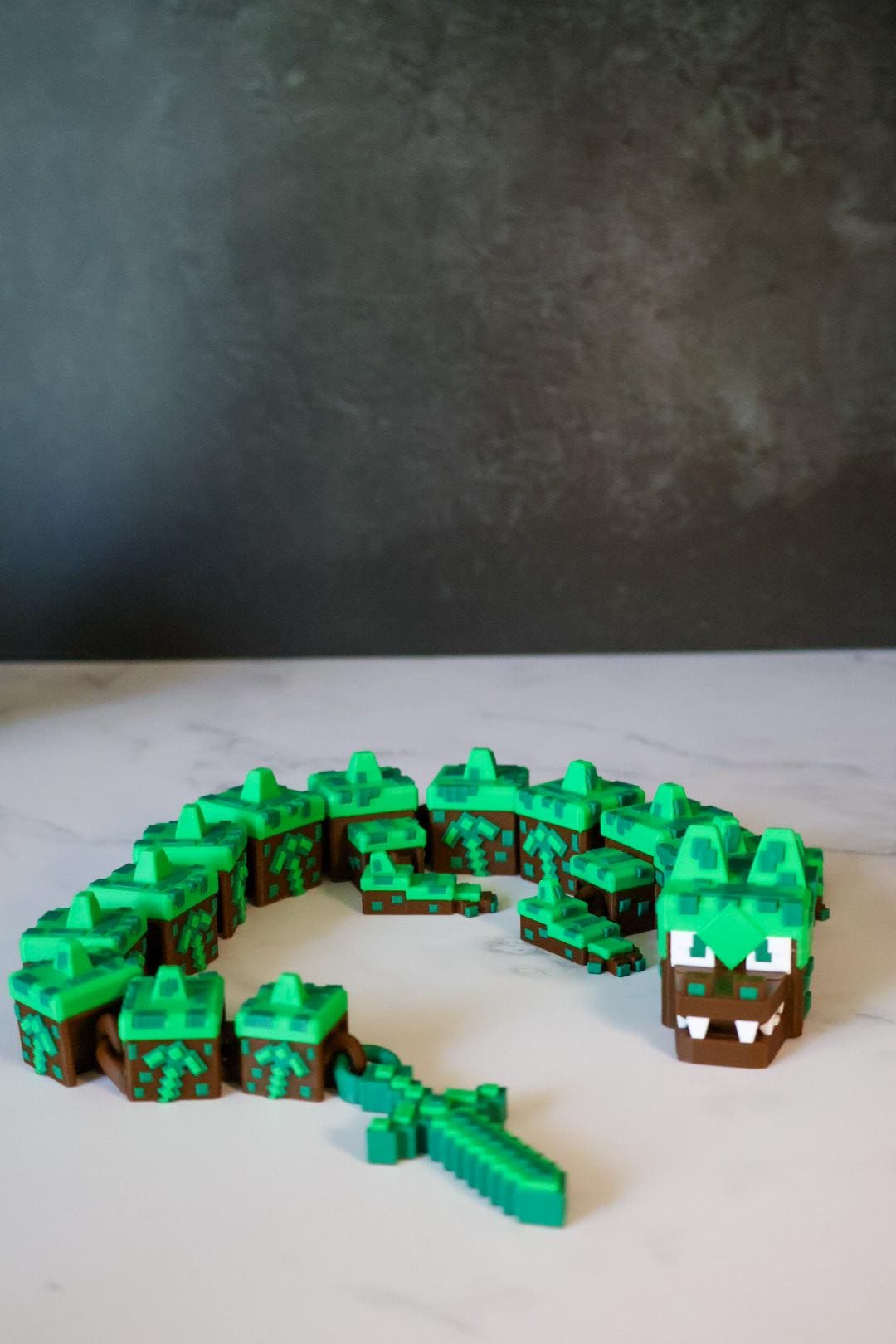 Diamond Dragon – Minecraft-Inspired Flexi Toy, Gamer Desk Decor