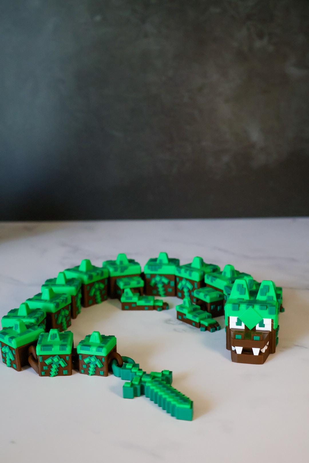 Diamond Dragon – Minecraft-Inspired Flexi Toy, Gamer Desk Decor