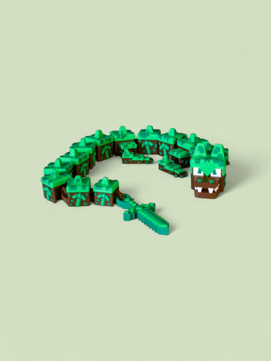 Diamond Dragon – Minecraft-Inspired Flexi Toy, Gamer Desk Decor