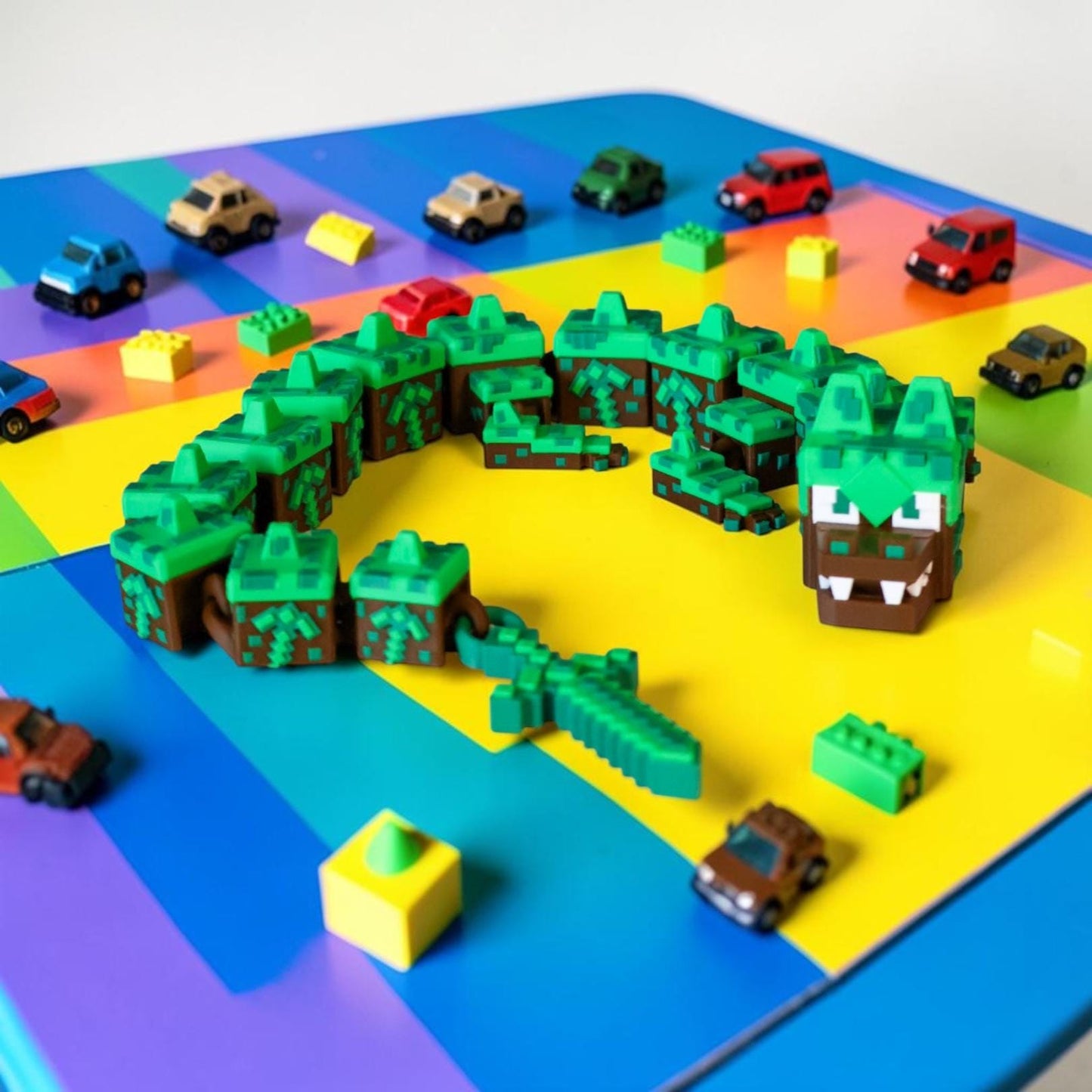 Diamond Dragon – Minecraft-Inspired Flexi Toy, Gamer Desk Decor