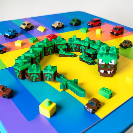 Diamond Dragon – Minecraft-Inspired Flexi Toy, Gamer Desk Decor