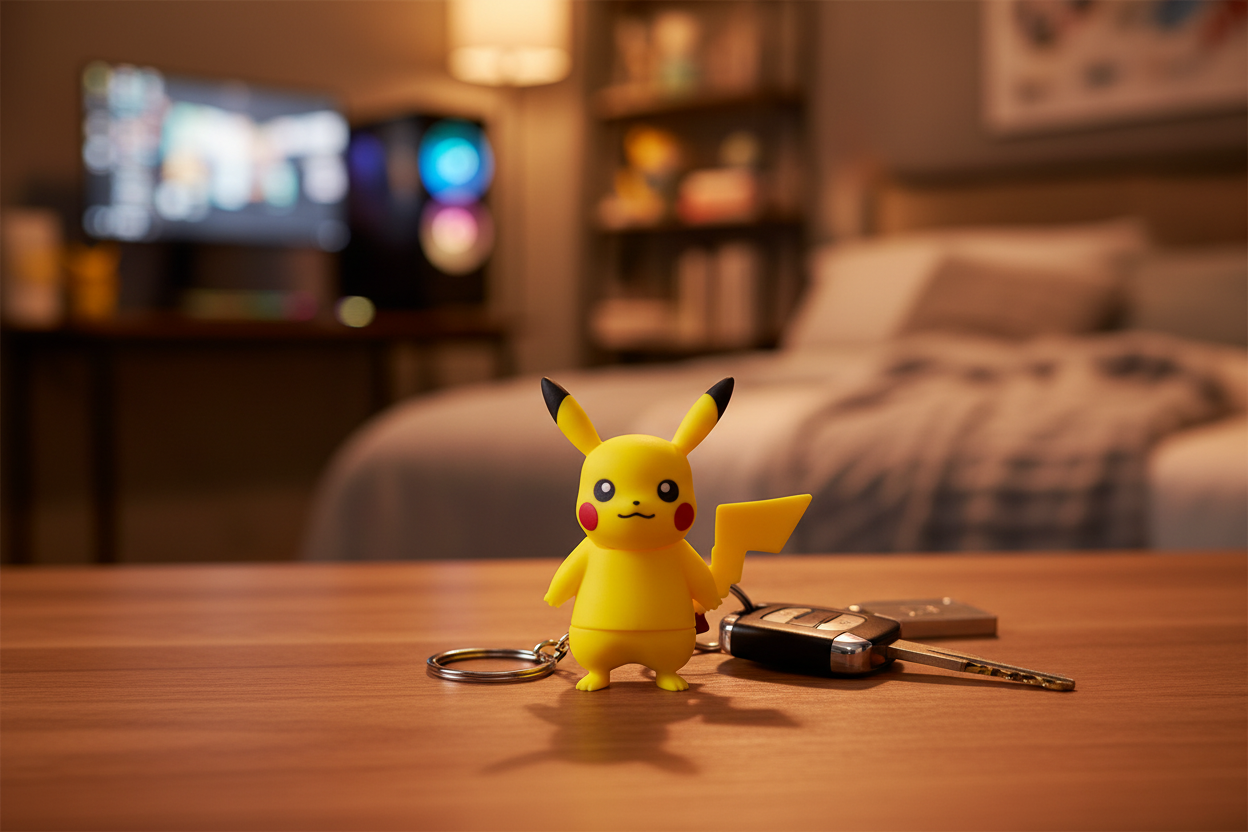 Pikachu Keychain, 2-Inch Anime Character Accessory